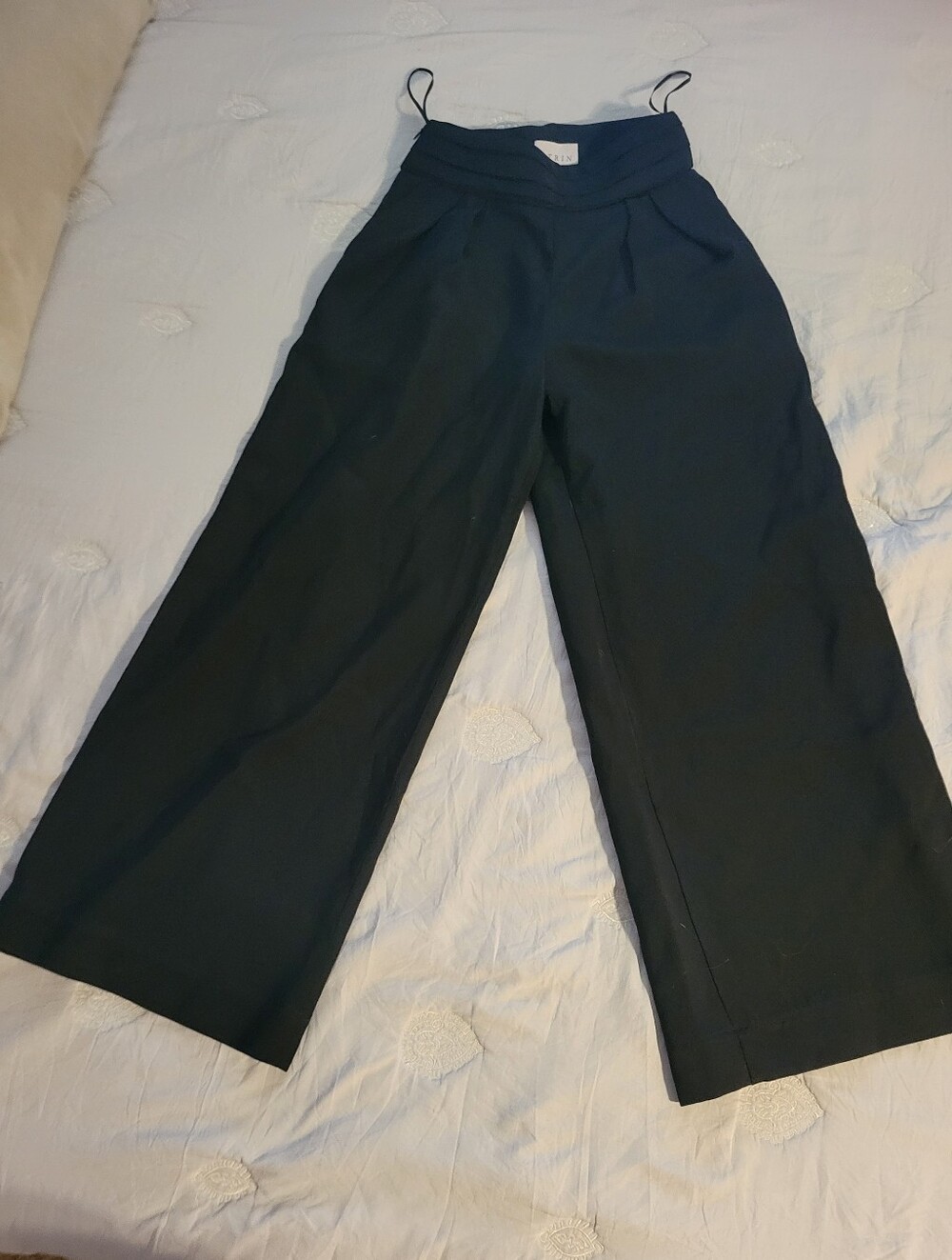 Atrin Wide Leg Black Trousers, Size Small